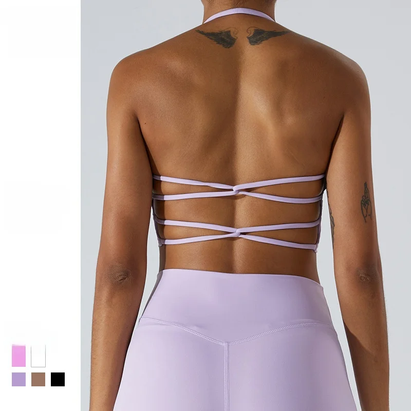 

Women's Sexy Halter Sports Vest Quick-Drying Yoga Bra European American Style Beauty Back Running Fitness Underwear