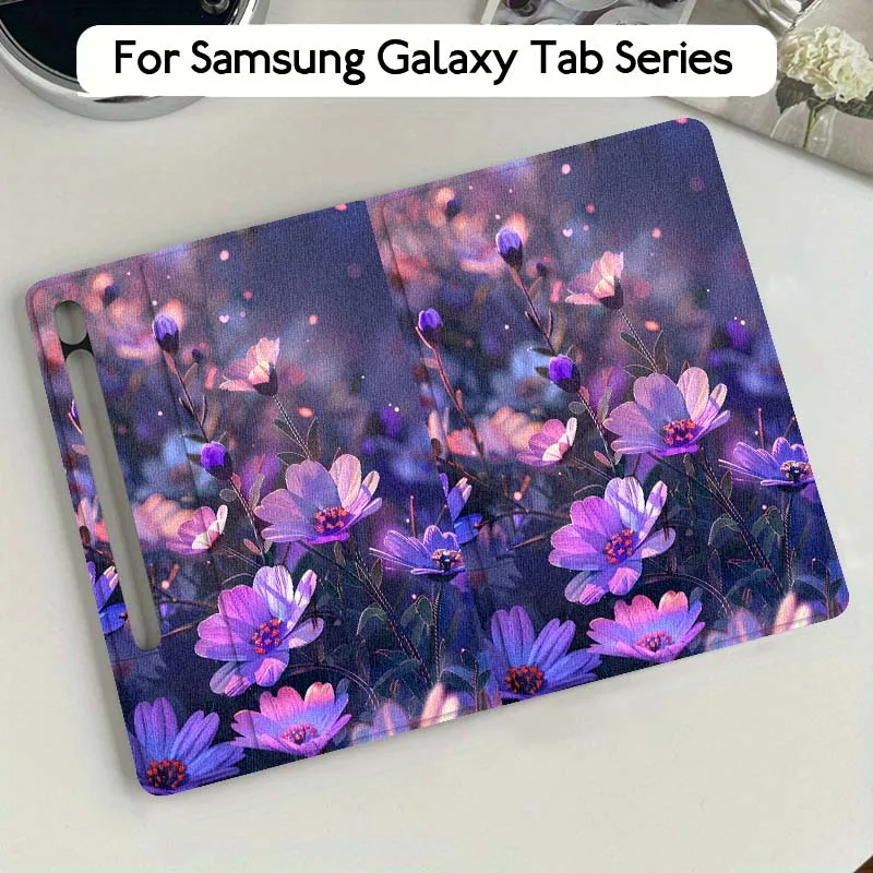 

Purple Flower For Samsung Galaxy Tab S9 S10 S6 S7 S8 FE Plus Lite Inch Foldable Cover Tablet Case