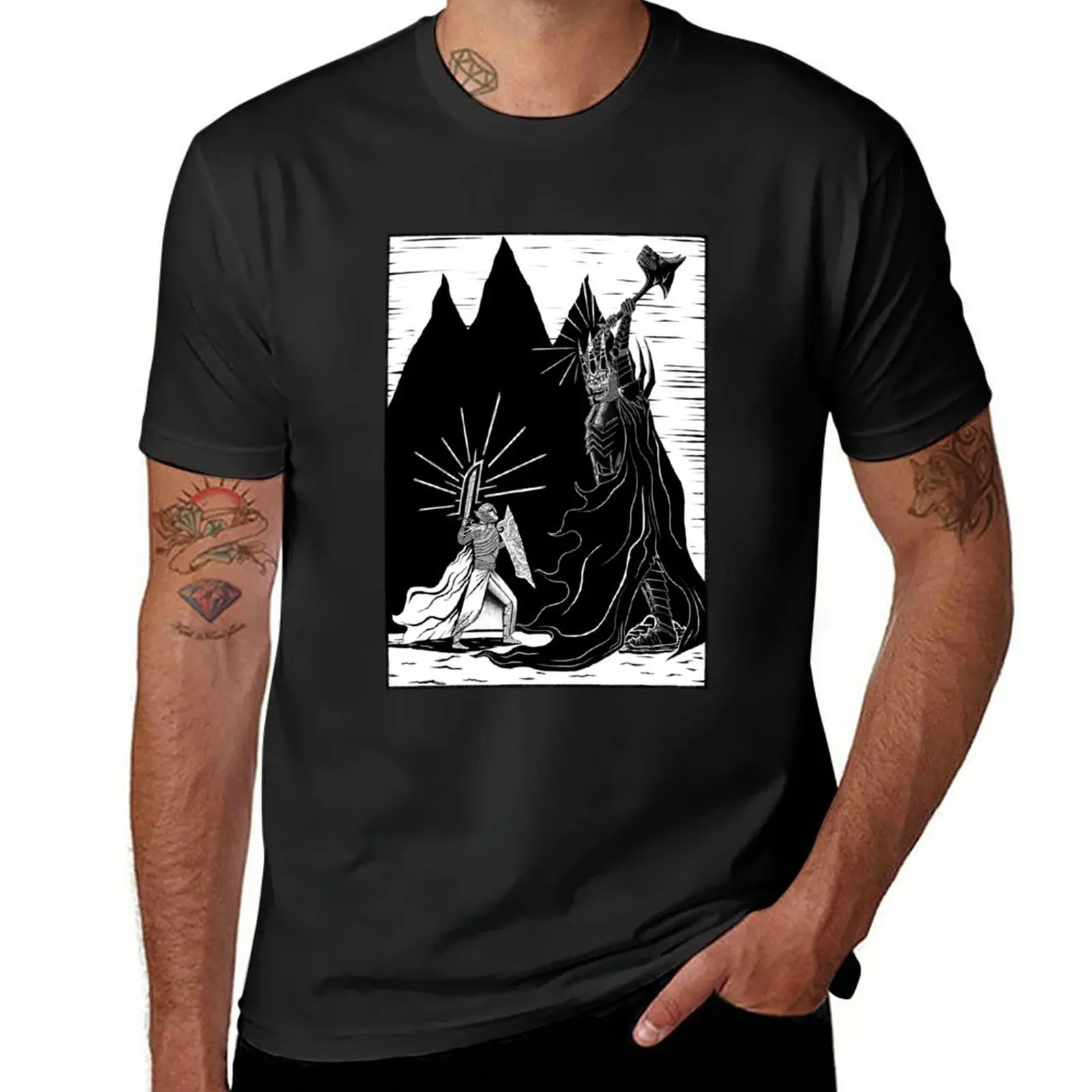 New Fingolfin battles Morgoth T-Shirt sublime t shirt customized t shirts black t-shirts for men