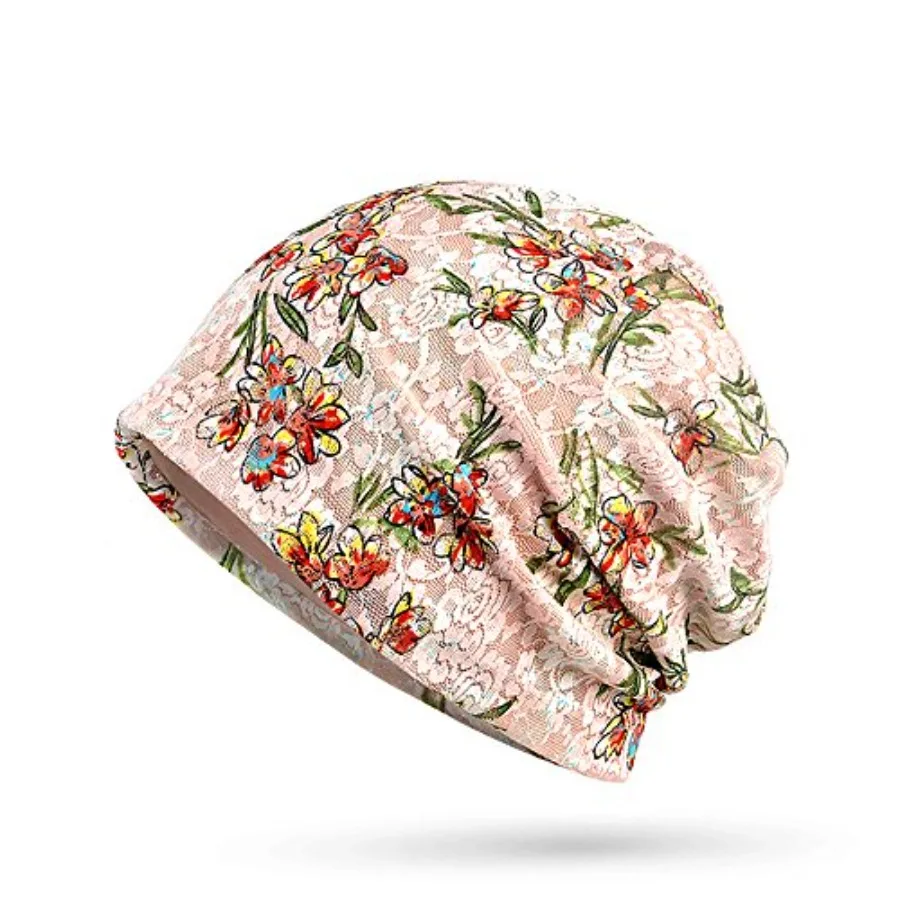 Floral Lace Beanie Hat Chemo Cap Stretch Slouchy Turban Headwear