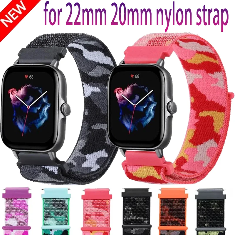 20/22mm Nylon Loop Strap Amazfit Active Max Bracelet Wristband For Samsung Watch 7 6 5 4/Huawei Watch GT6-5-4-6 Pro 46mm Correa