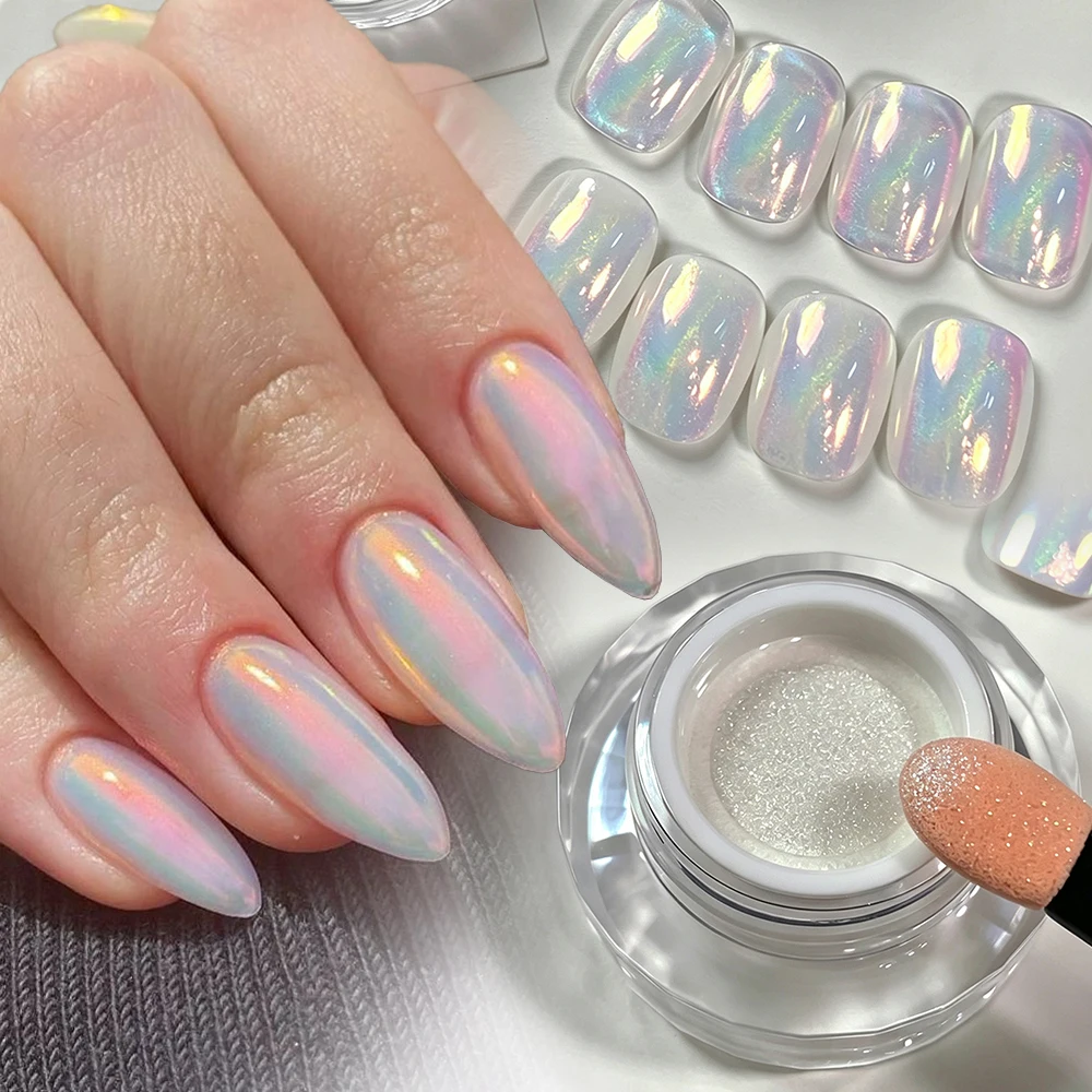 1Jar New Air Cushion Aurora Flash Plating Nail Powder Moonlight Mirror Laser Fine Glitter Nail Pigment Gradient High Glossy Dust