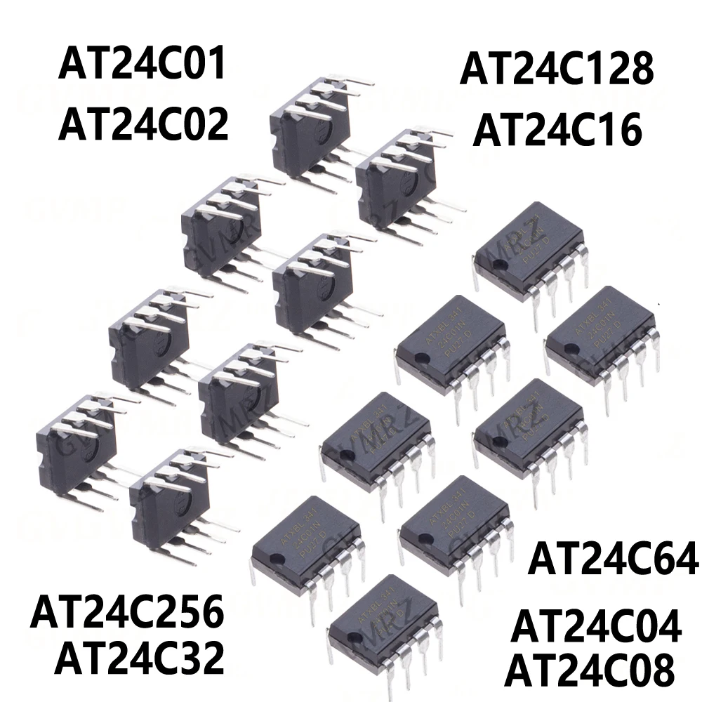 10PCS 24C16 24C64 AT24C256 DIP-8 24C256 AT24C256N DIP AT24C01 AT24C02 AT24C04 AT24C08 AT24C16 AT24C32 AT24C64 AT24C128 24C04