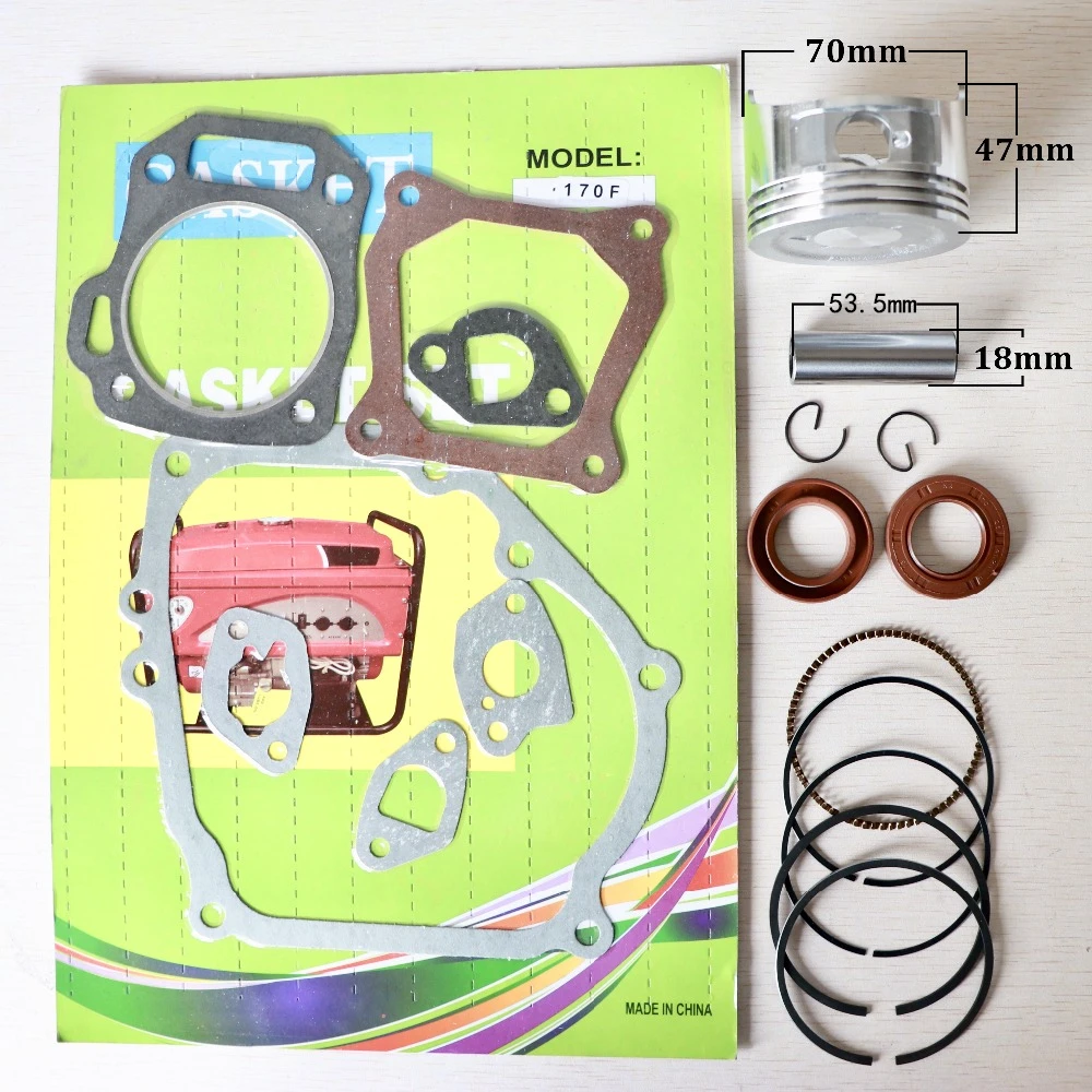 70mm Piston Rings Gasket Oil Seal Rebuild Kit For Honda GX220 170F Gasoline Generator Trimmer Engine repair parts