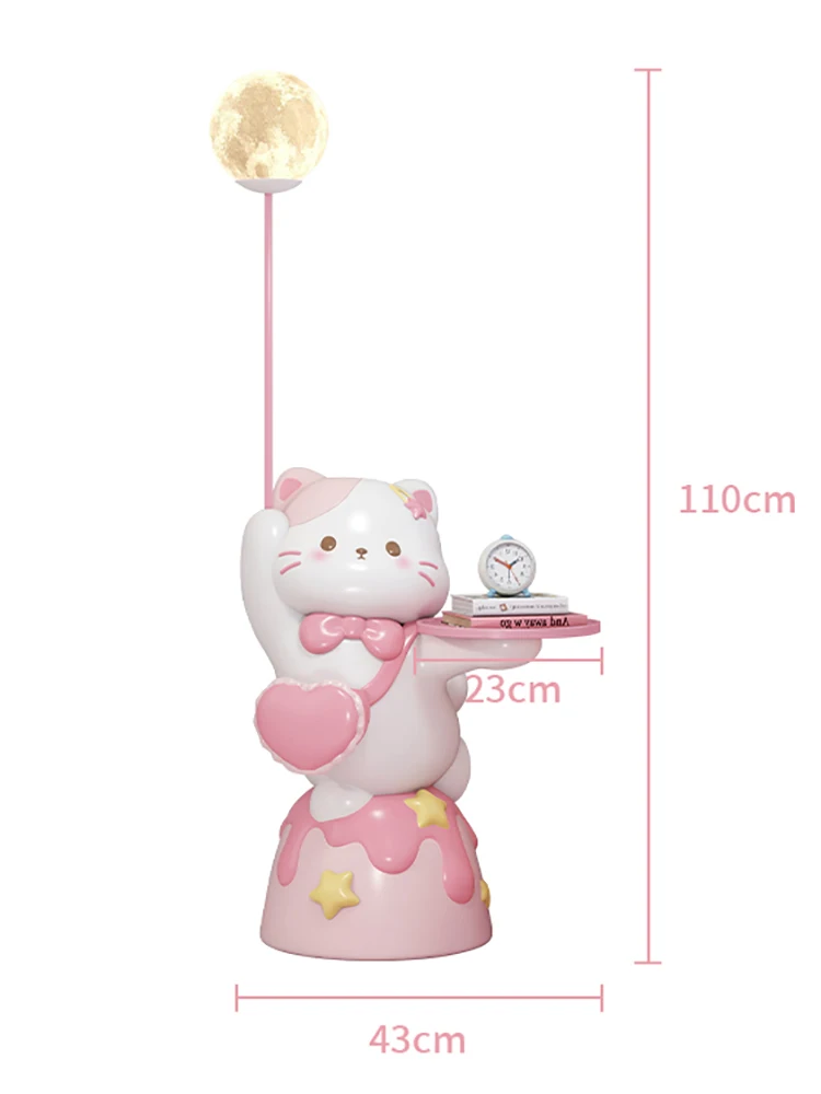 Home Decor Cat Statue Side Table Home Furniture Living Room Sofa Tea Table Animal Sculpture Round Coffee Table Housewarming Gift