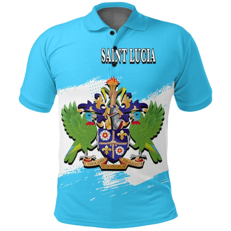 Fashion St Lucia Flag 3d Printed Polo Shirt Men Summer Casual Short Sleeved Sports Tees Lapel Saint Lucia Shirts Street Tops