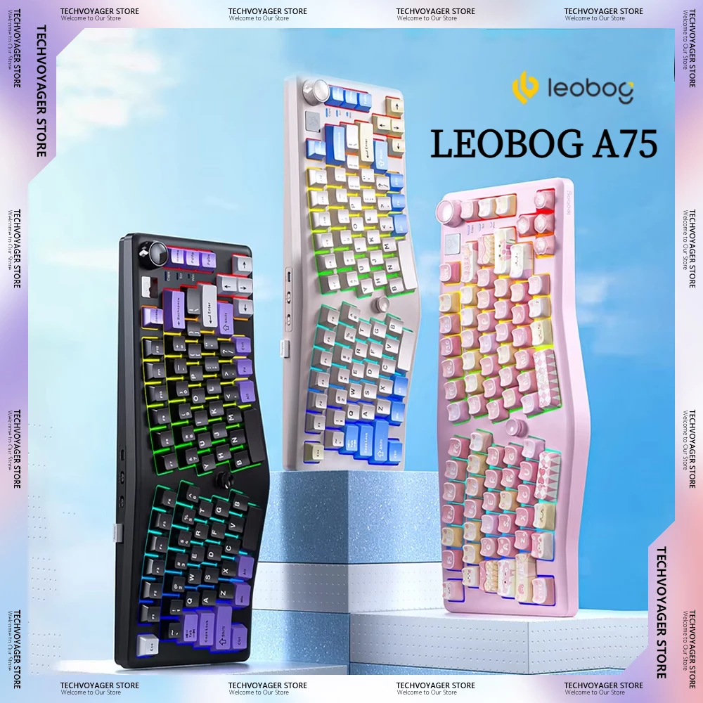 Leobog Alice A75 Mechanical Keyboards RGB Hot-swap PBT Wireless Bluetooth Tri-Mode Customize Gaming Keyboard PC E-sports Gifts