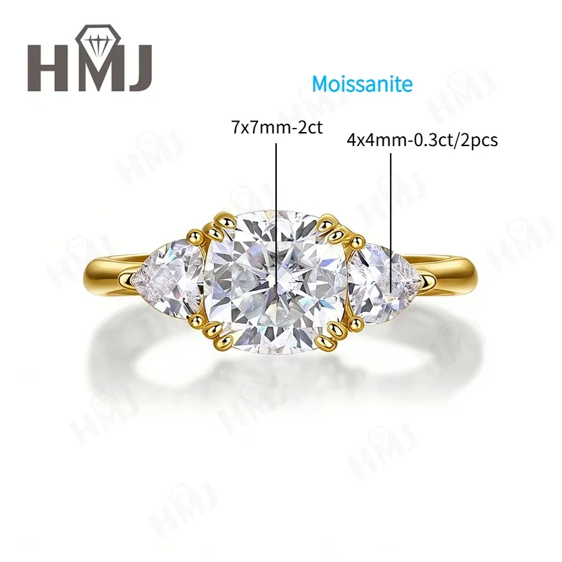 2.6ct Moissanite Ring D Color VVS1 S925 Sterling Silver Cushion Cut Fine Jewelry For Women Anniversary Wedding Band Birthday