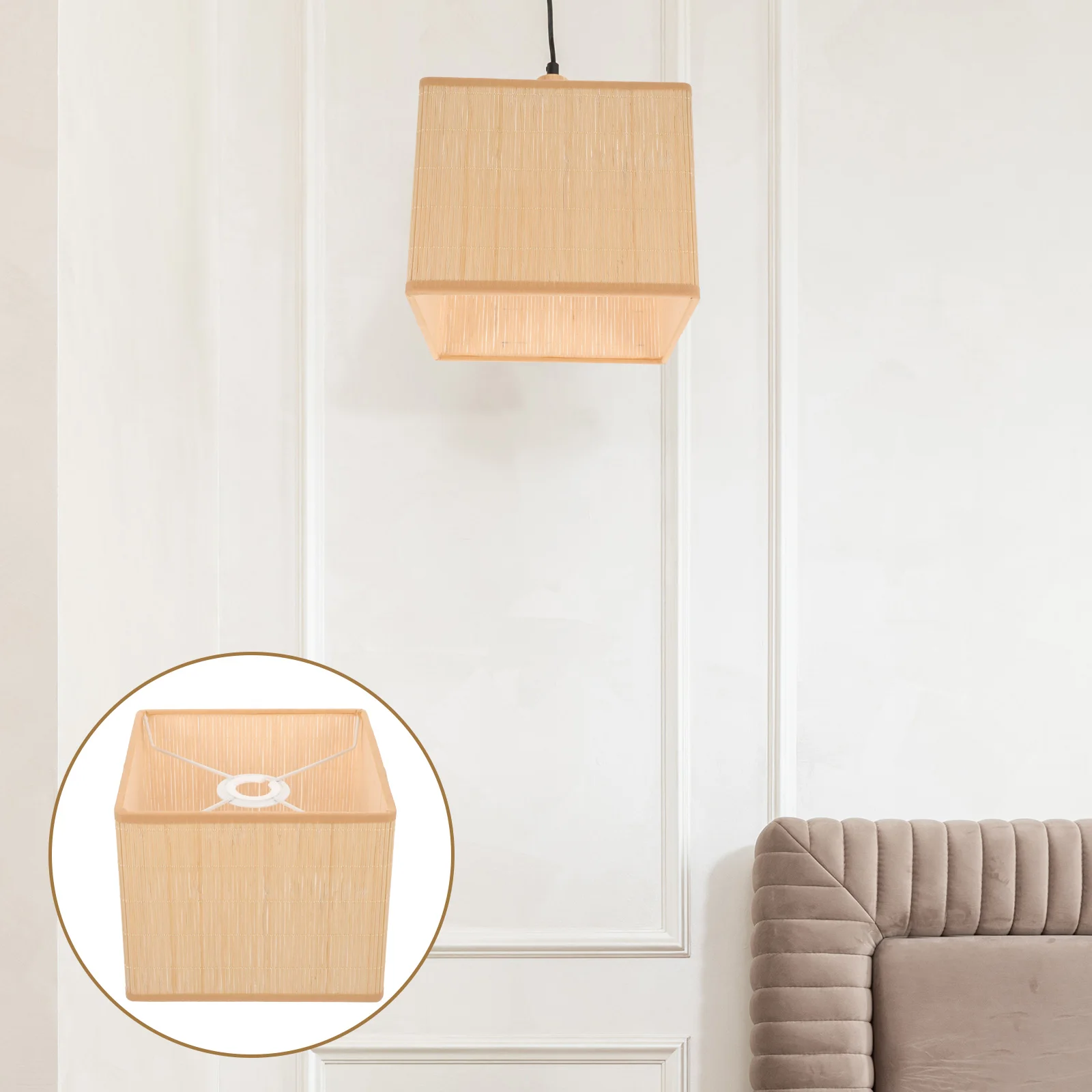 

Handwoven Bamboo Pendant Lamp Shade Rustic Style Stable Ceiling Lamp Cover for Home Office Restaurant Warm Light Cover