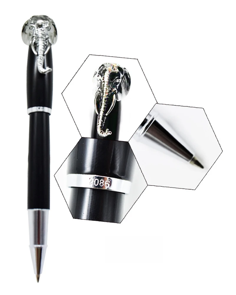 

Fuliwen 2086 Roller Ball Pen Elephant Head On Cap Delicate Black Signature Pen Fit Office & Home & School Business FR009