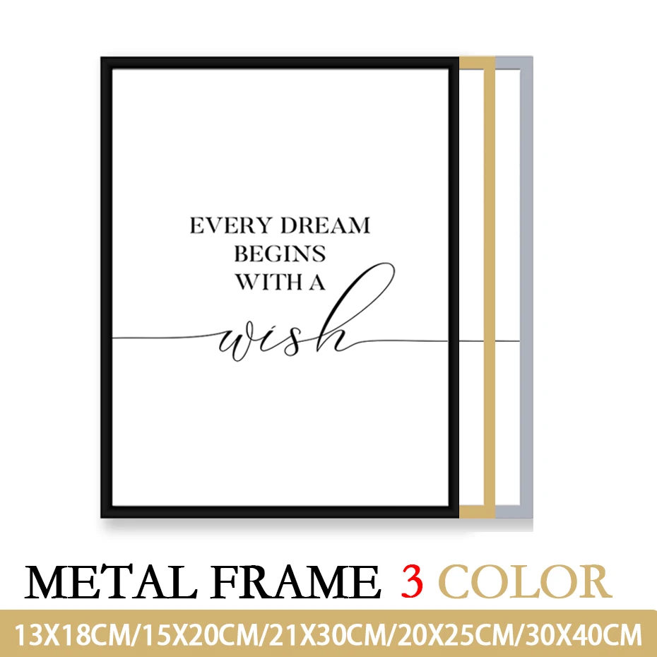 Black/Silver/Gold Metal Wall Photo Pictures Frames Modern 20x25/A4 21x30/30x40cm Poster Canvas Hanger Prints Art Home Decor Gift