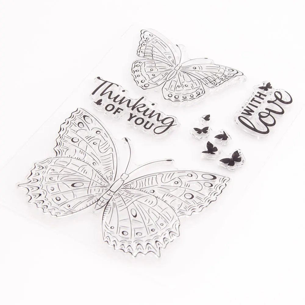 Sello de silicona transparente de mariposas para sellar álbum de fotos de álbum de recortes DIY, hojas de sello transparentes decorativas