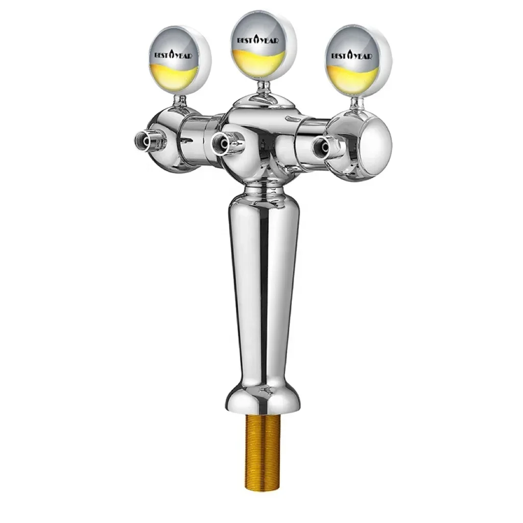 

Новый дизайн, оптовая продажа, высокое качество, серебряный латунный материал, три головки, ваза, пивная башня для барной вечеринки