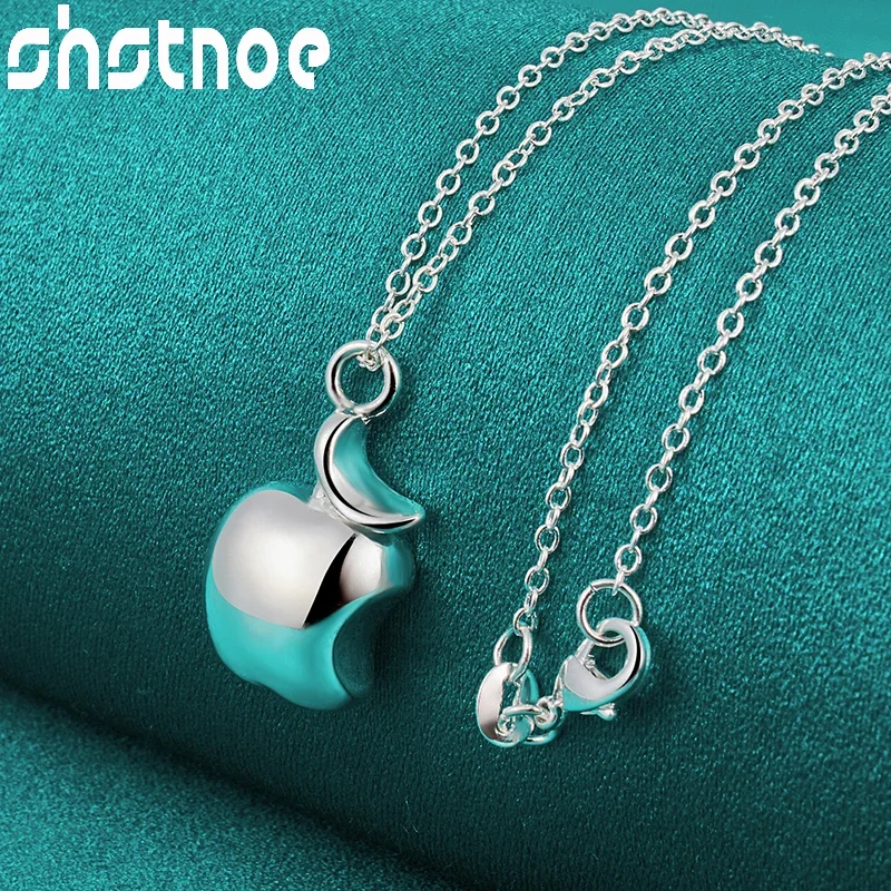 

SHSTONE 925 Sterling Silver Necklace Notched Apple Pendant 16-30 Inch Chain Necklaces Women's Fashion Wedding Party Jewelry