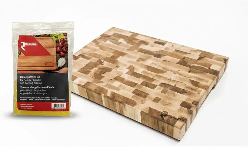 

Richelieu Extra Large 19 5/8" x 15 3/4" Canadian Maple Round End Grain Chopping Butcher Block, Ideal for cutting Uncooke