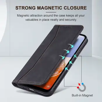 Kožené pouzdro pro Samsung Galaxy A15 5G, robustní, s výklopným krytem, sloty pro karty, magnetická peněženka, kryt na telefon, černá 8 nejlepší prodej Flipový kryt pro Samsung A15 - №5