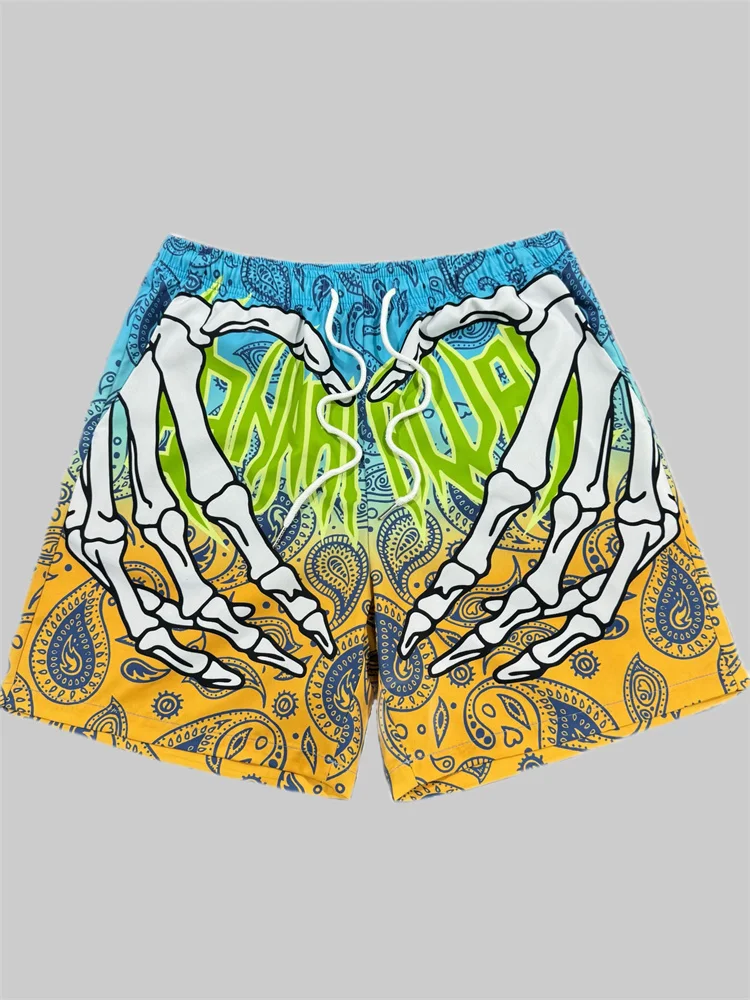 

Новые мужские летние модные пляжные брюки в стиле хип-хоп, спортивные шорты с буквенным принтом, дышащие быстросохнущие пляжные шорты большого размера для улицы