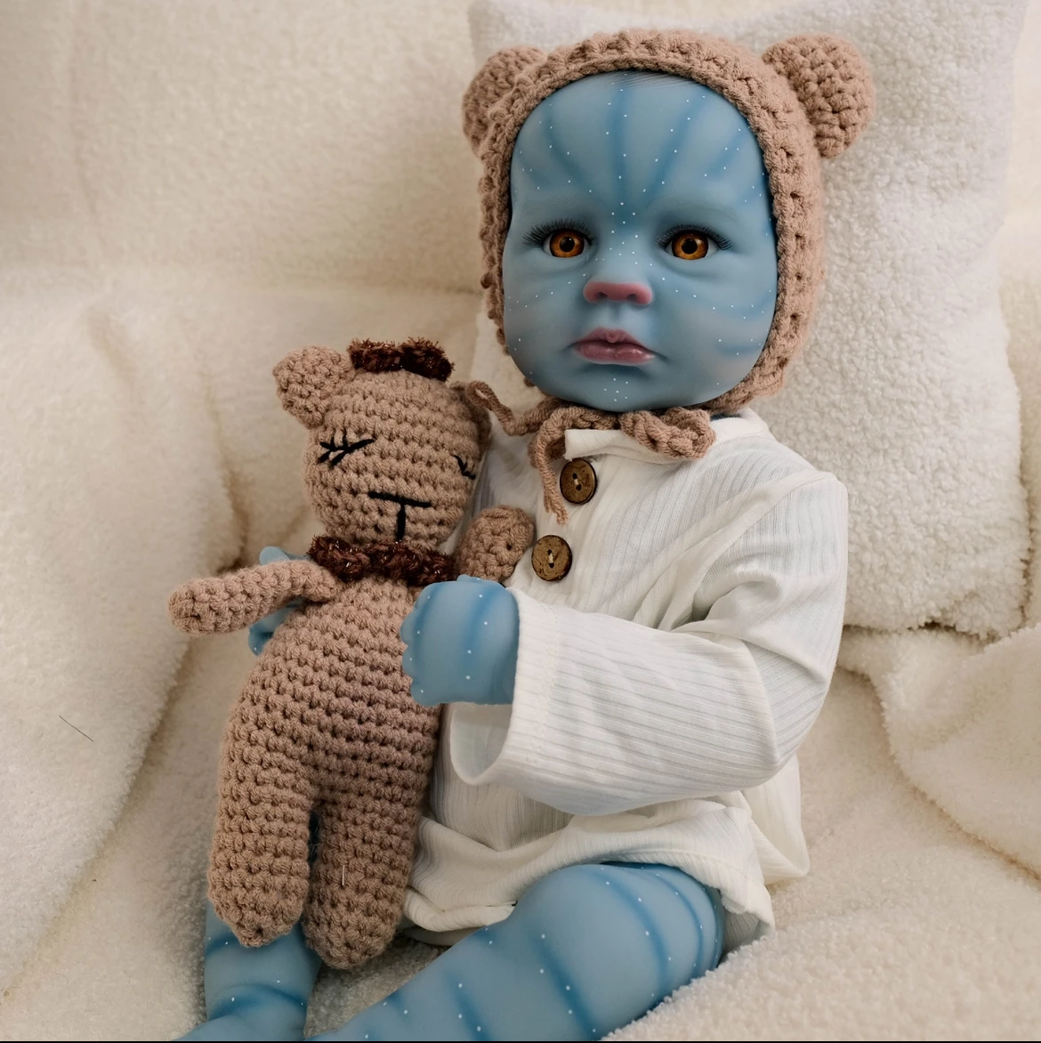 

19-дюймовая реалистичная кукла LouLou Reborn — темно-синяя коллекционная виниловая художественная кукла с ручной росписью для любителей реборн