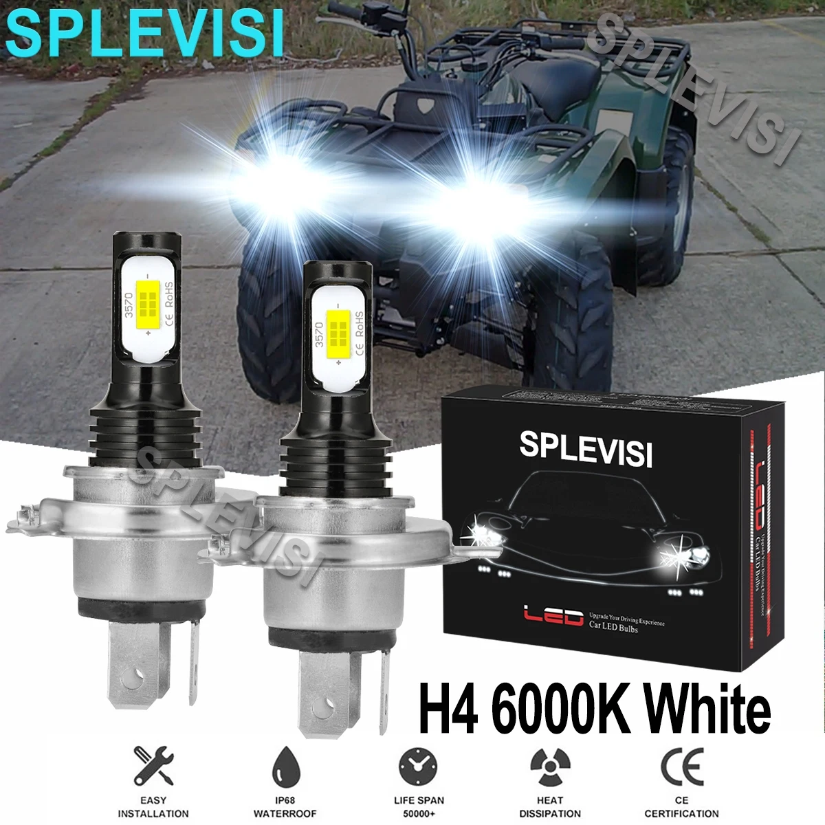 

2x 70W white LED Headlight Bulbs For Yamaha Grizzly 550 2007 2008 2009 2010 2011 2012 2013 2014 2015 2016 2017 2018 2019