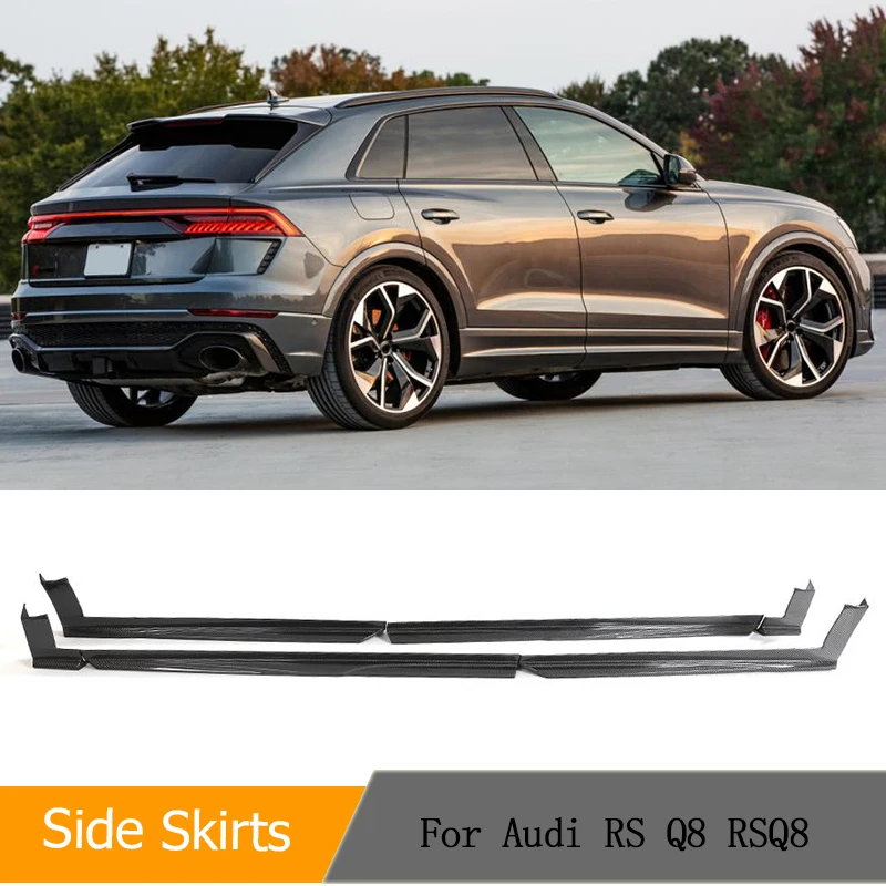 

Carbon Fiber Car Side Skirts Extensions For Audi RS Q8 RSQ8 Base Sport Utility 4-Door 2021 Racing Side Skirt Lips Apron Body Kit