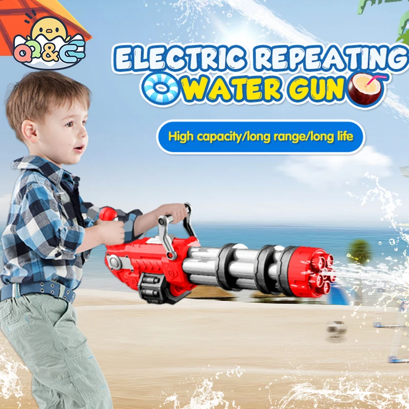 Large Electric Water Gun Automatic Continuous Launch Toy High Pressure Guns Summer Beach Adult Boys Outdoor Games Toys for Kids