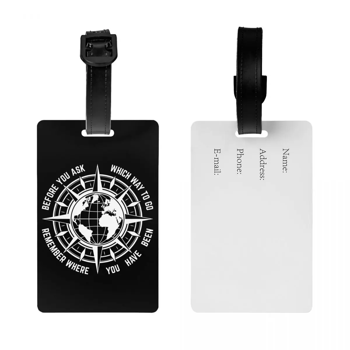 Custom NavigateMountain Adventure Compass Luggage Tag Travel Bag Suitcase Privacy Cover ID Label