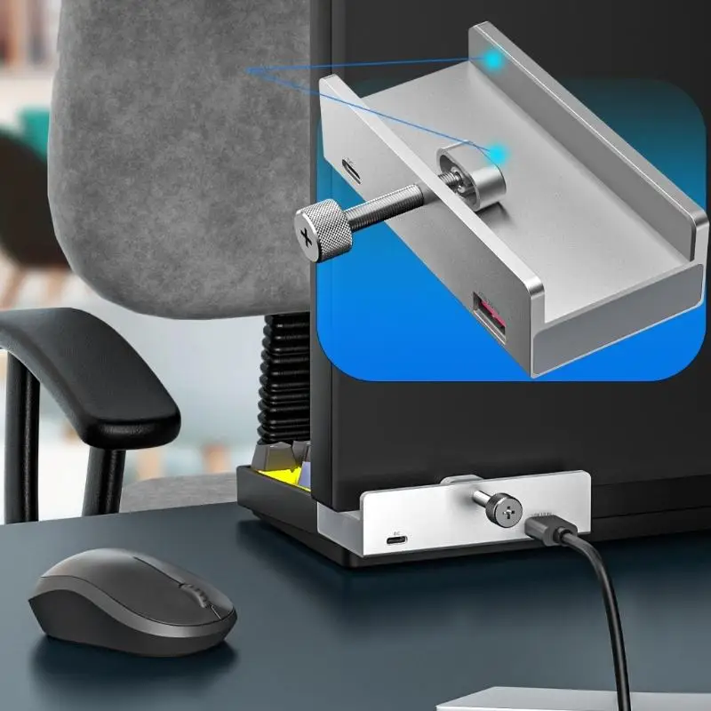 D5BB HUB USB tipo C fácil usar con fuente alimentación USB C lectura rápida tarjetas 5 Gbps