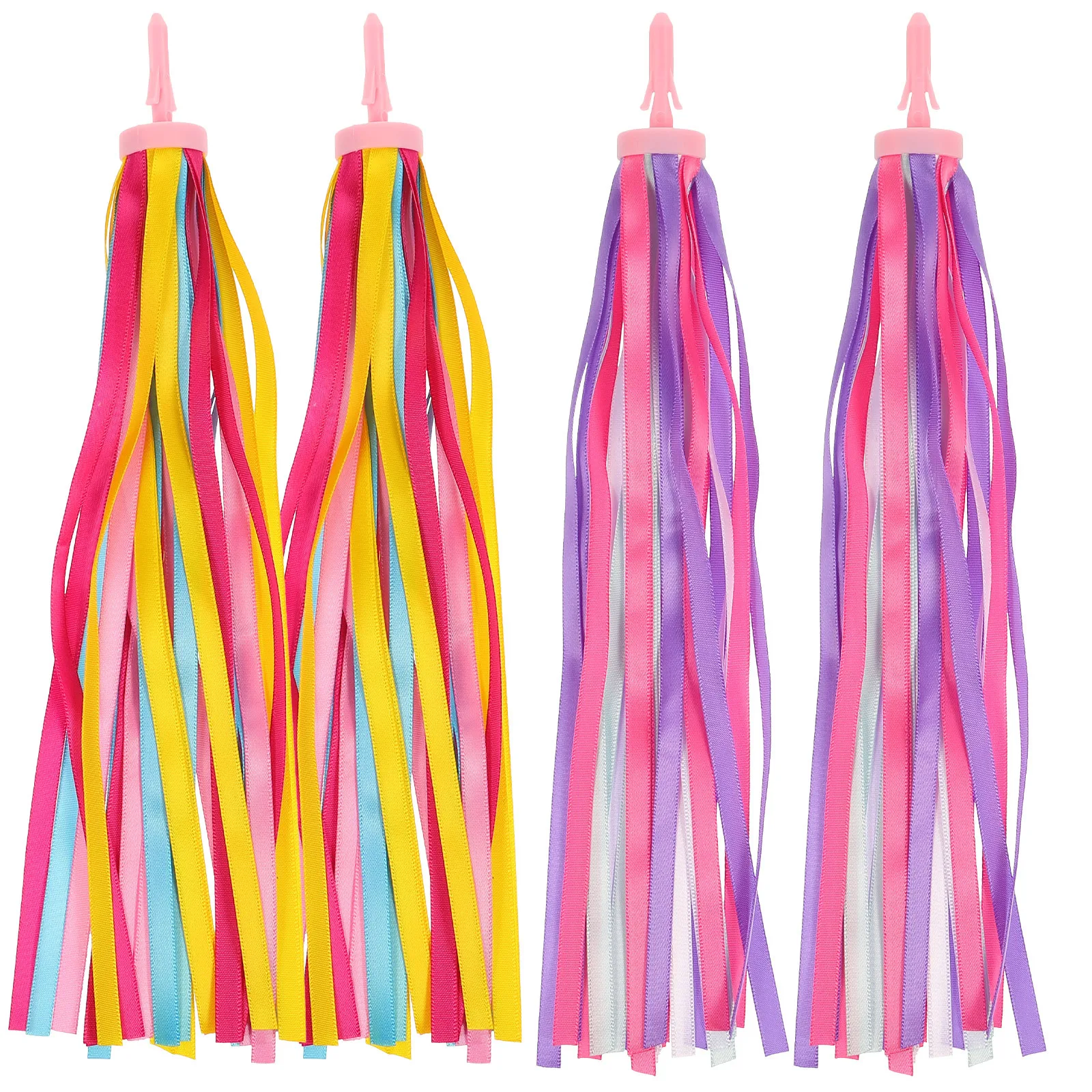 

2Pairs Vibrant Handlebar Ribbons for Childrens Bicycle Decorative Flowing Tassels Sparkly Bike Streamers Fast Installation Ride