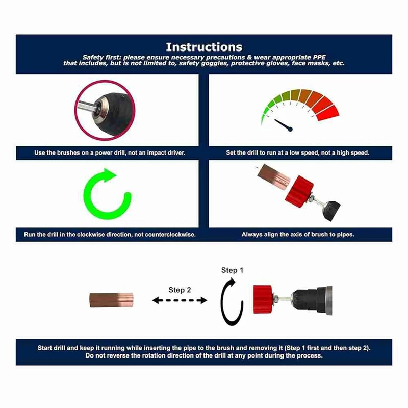 Copper Pipe Cleaner 1/2 Inch 3/4 Inch 1 Inch, Copper Pipe Cleaner For Drill,1/4 Inch Hex Shank Tube Cleaning Brush