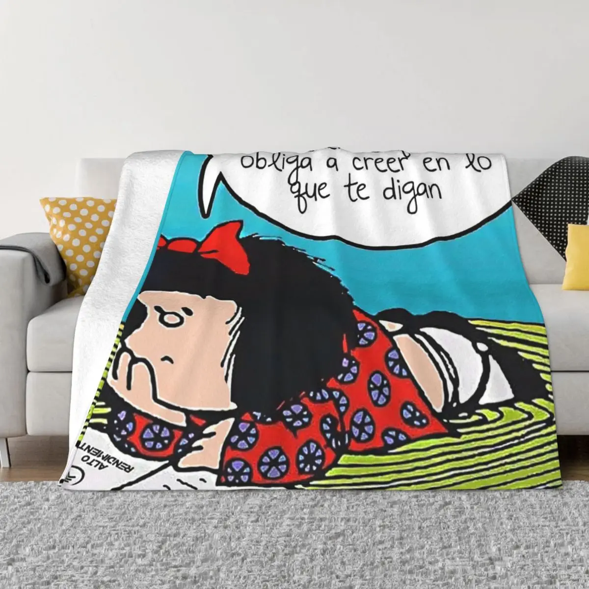 

Mafalda Knitted Blankets Cartoon Anime Flannel Throw Blanket Bedding Couch Personalised Ultra-Soft Warm Bedspread