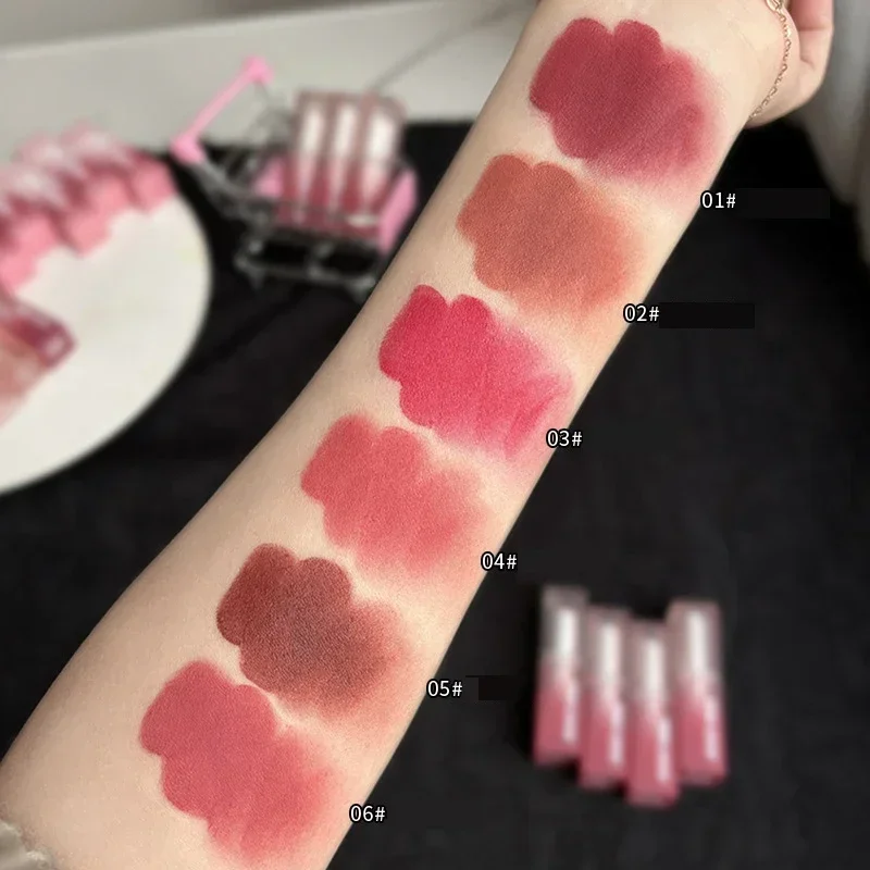 Velvet Matte ลิปสติก Moisturizing กันน้ํา Lasting Nude Peach Lip Tint Non-stick Cup Lip Gloss ลิปสติกสีแดงเครื่องสําอาง Make Up