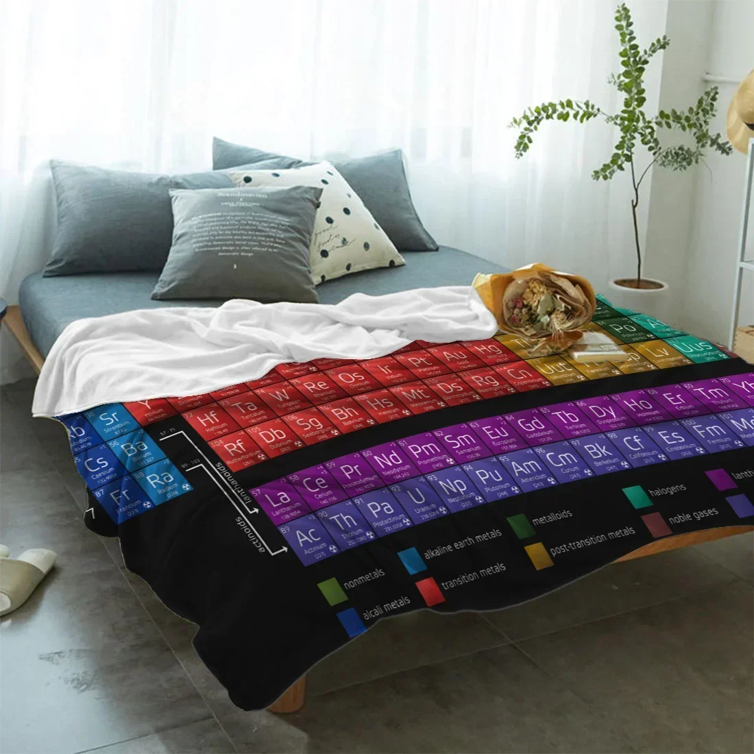 Flannel Blanket Periodic Table Chemical Elements for Bed, Sofa, Funny Plush Quilts, Fleece Throw Sua