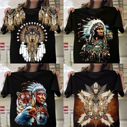 Summer Fashion Creativity Native American Indian Men and Women Sketch 3D Printing Indian Chiefs Tribal Spirit T-shirt