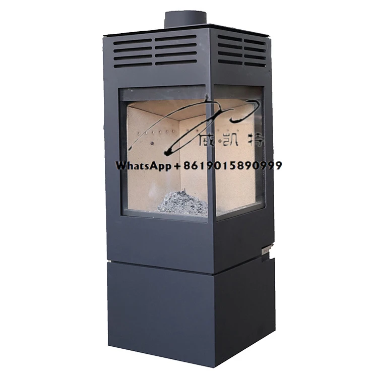 Double Glass Furnace Door Wood Fire Stove Hidden Independent Ash Hopper Box Double Sided True Fire Modern Wood Fireplace