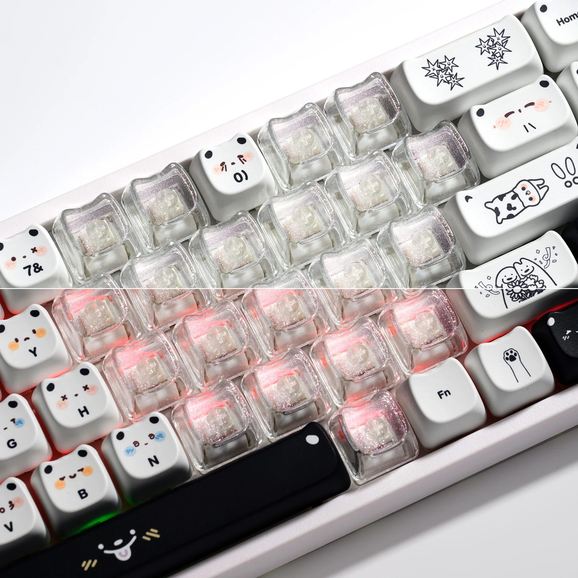 

Прозрачные кейкапы XVX Love из ПК-материала, профиль MAO, 21 клавиша, персонализированные белые кейкапы для девочек, для механической клавиатуры
