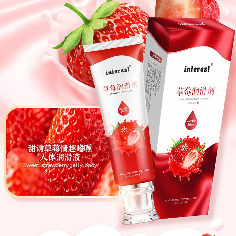 Sexy Strawberry Lubricant Sex Vaginal Anal Oral Gel Personal Lubricant Oil Water Based Lube Gay Lesbian Adult Sex Products 50ML