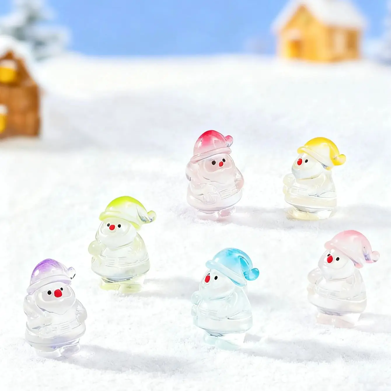 10/20 قطعة يتوهج في الظلام سانتا كلوز التماثيل مضيئة صغيرة الراتنج زينة عيد الميلاد لشجرة عيد الميلاد الجنية حديقة هدية عيد #4