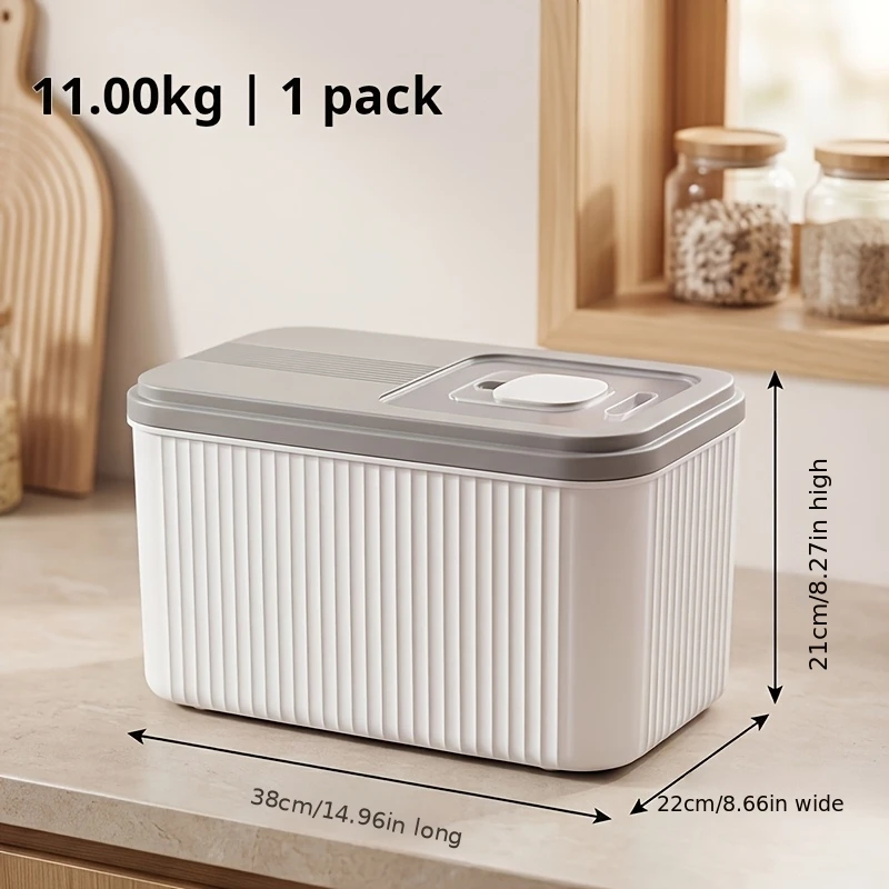 Airtight Sliding Rice Storage Bucket with Insect Box, Moisture Proof Kitchen Grain Container-【11kg】