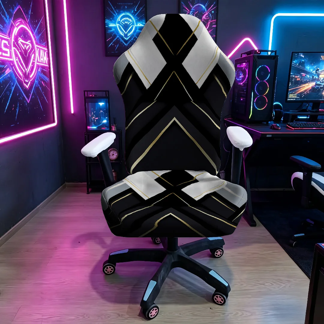 블랙 골드 기하학적 게이밍 의자 커버, 게이머 및 사무 - Esports Gaming Chair 리뷰 및 가격
