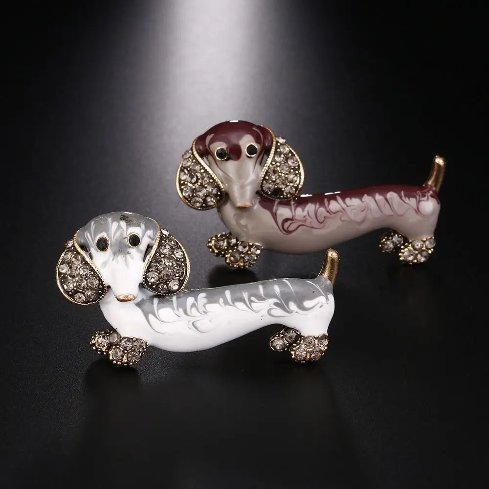 Casual Niche Design Rhinestone Suit Accessory Animal Women Brooch Clothing Accessory Dachshund Dog Brooch Fashion Jewelry