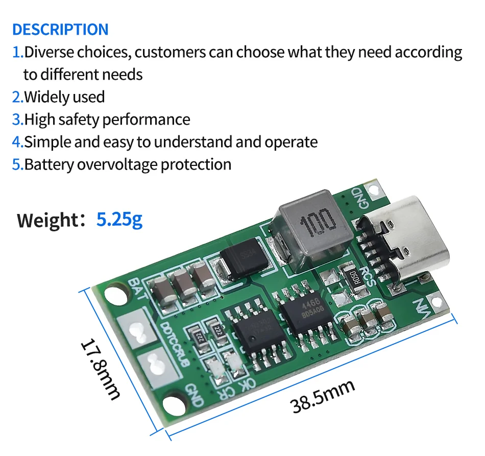 Type C BMS 2S 3S 4S 1A 2A 4A 18650 Lithium Battery Charger Board USB C Step-up Boost Module For Li-Po Polymer Power Bank image 6