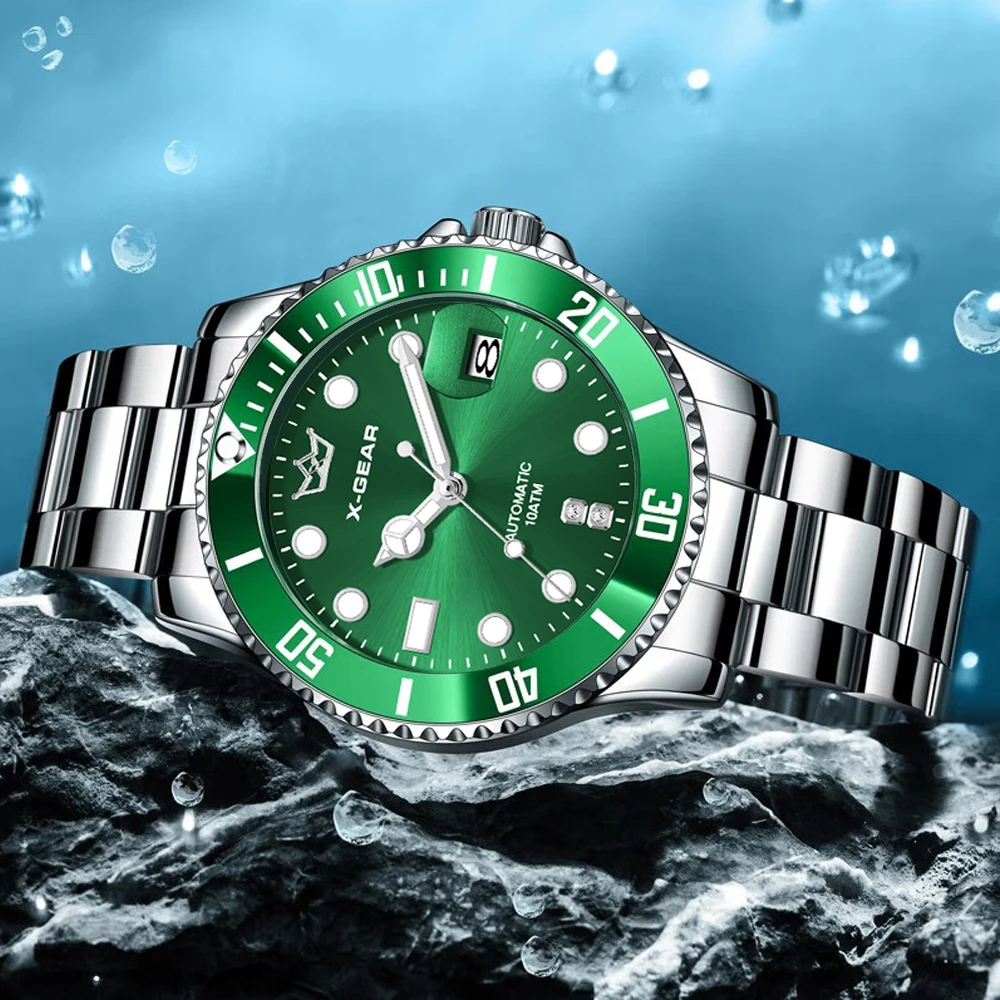 

Classic Business Men's Wristwatch with Mechanical Movement, Luxury Large Dial, Stainless Steel, Waterproof, Calendar Cloc