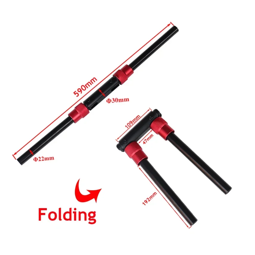 1Pc Folding Handle Bar Bike MTB Alloy 30mm 90 Degree Fold Aluminium Kick Stunt Scooter Electric Bicycle Handlebar 590mm