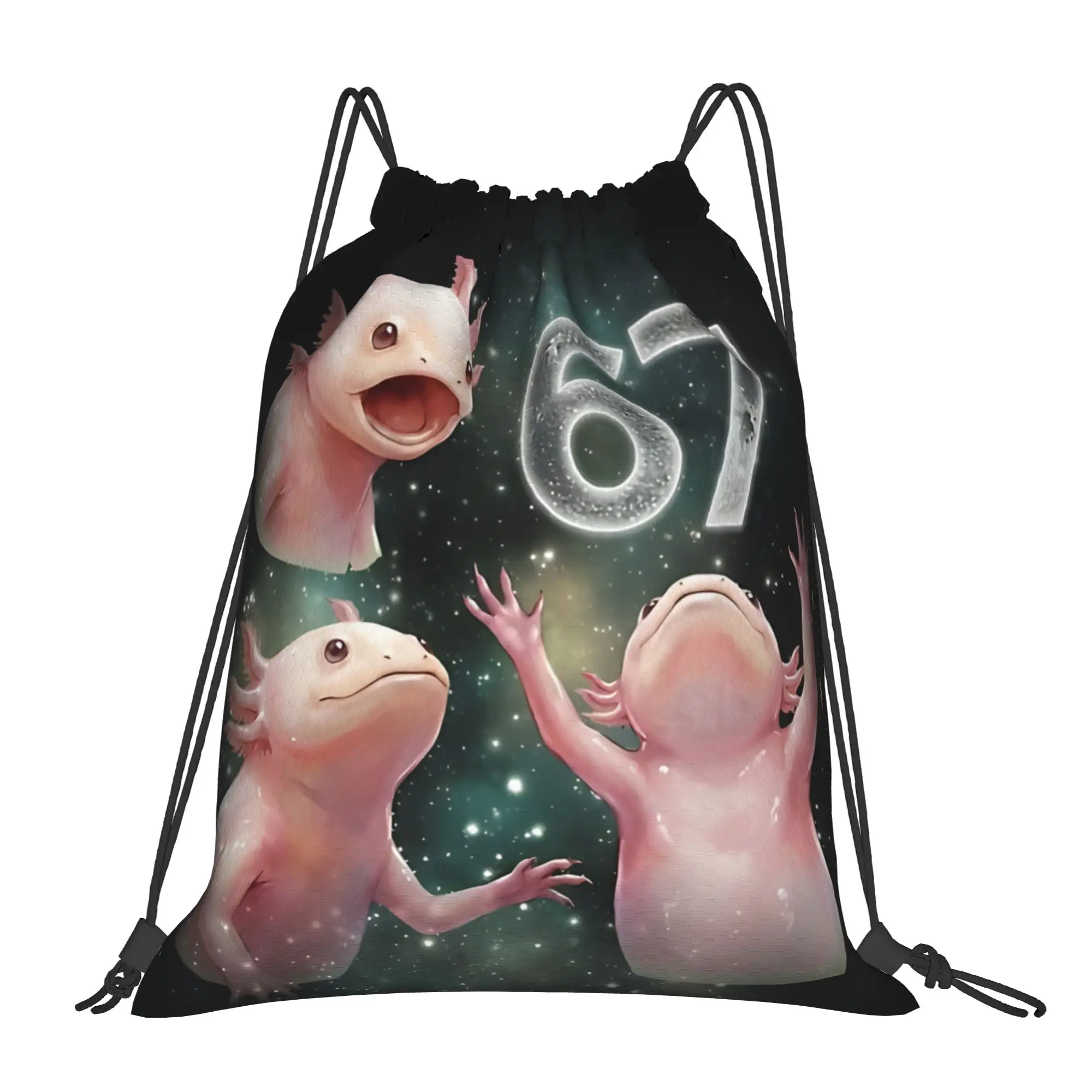 Cute Axolotl 67 6 7 Birthday 67 Drawstring Bags Hiking Unisex Storage Organize Bundle Pocket Rope Bag