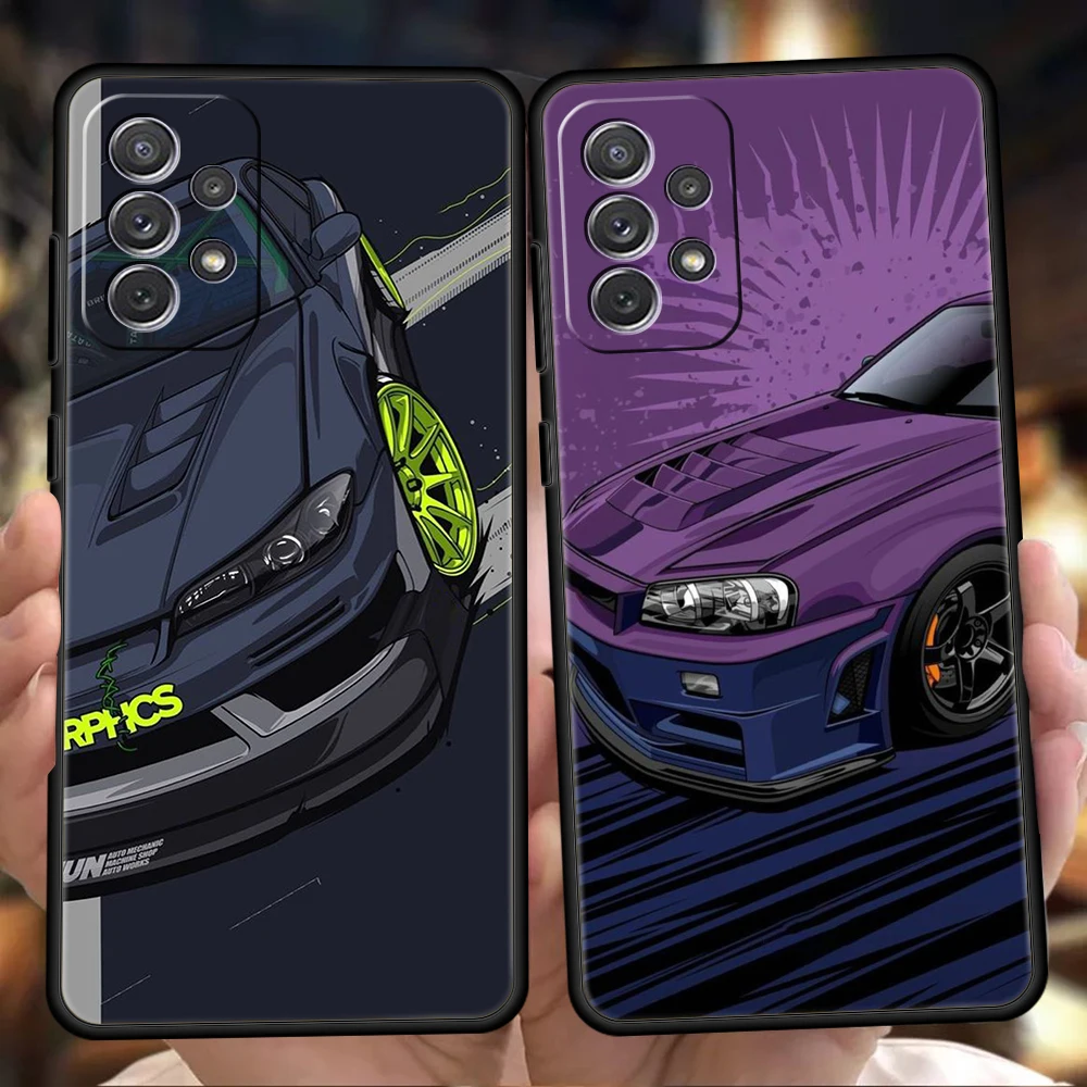 JDM Sports Cars Male Men Phone Case for Samsung Galaxy A13 A14 A54 A73 A34 A51 A71 A22 A23 A32 A52 A01 A21S A31 A41 Soft Shell