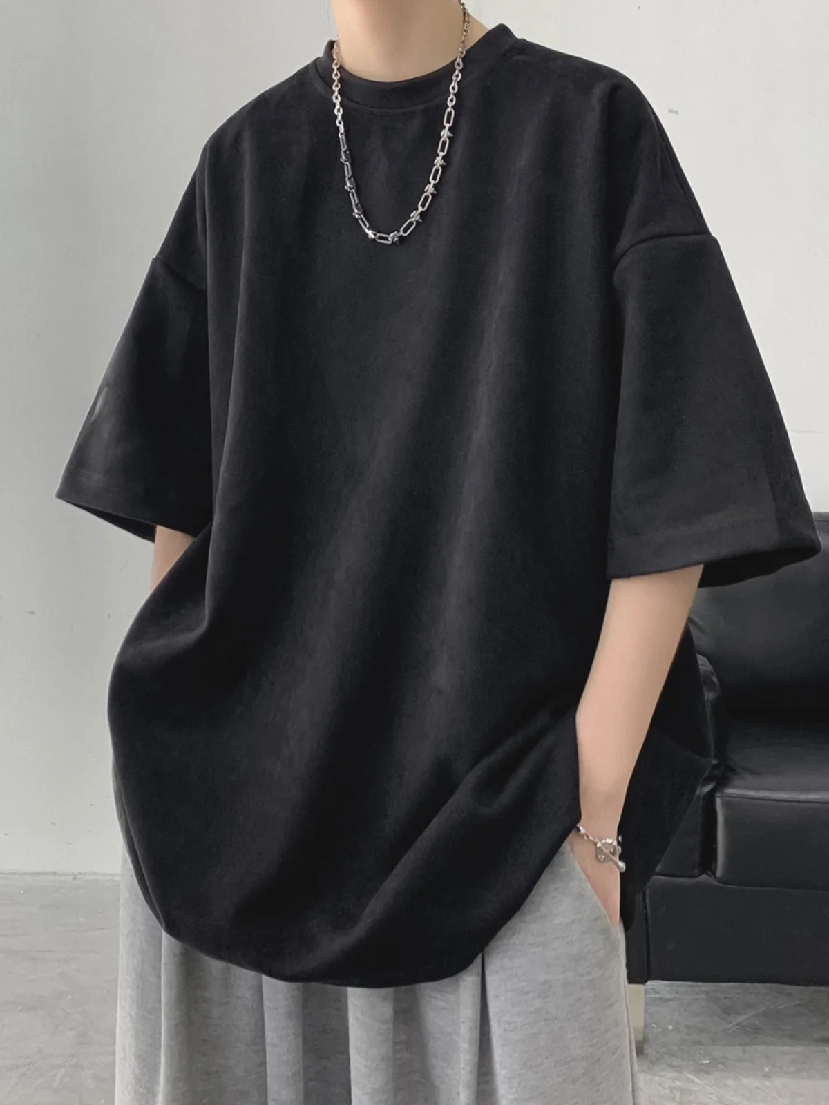 

Мужская футболка оверсайз из 100% хлопка, 300 г, летняя, модная, свободная, дышащая, повседневная одежда