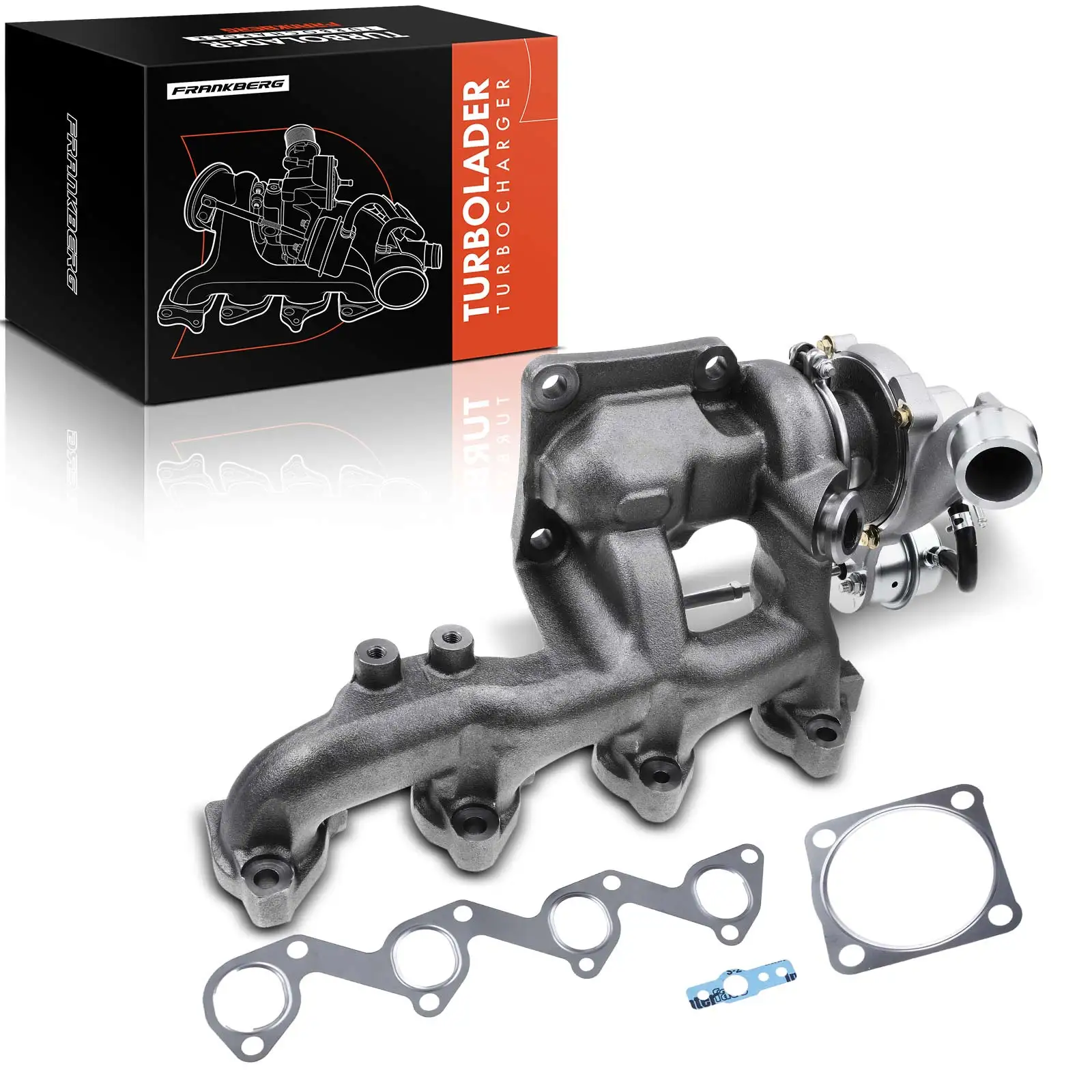 Frankberg 1x Turbolader Abgaskrümmer Einheit für Ford Fiesta IV JA JB Fiesta Kasten J3 J5 1.8L 2000-2003 802419-9 802419-5009
