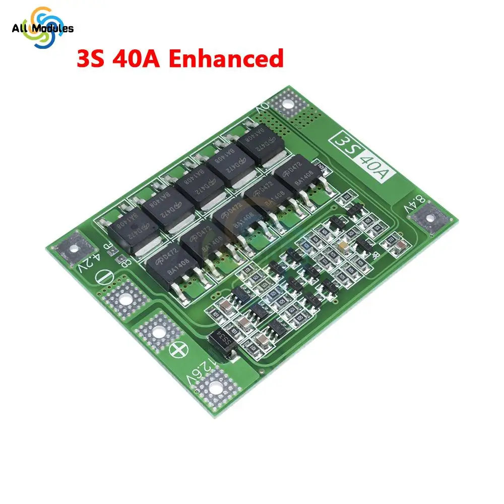 3S/4S 40A 60A Li-ion Lithium Battery Charger Protection Board 18650 BMS For Drill Motor 11.1V 12.6V/14.8V 16.8V Enhance/Balance