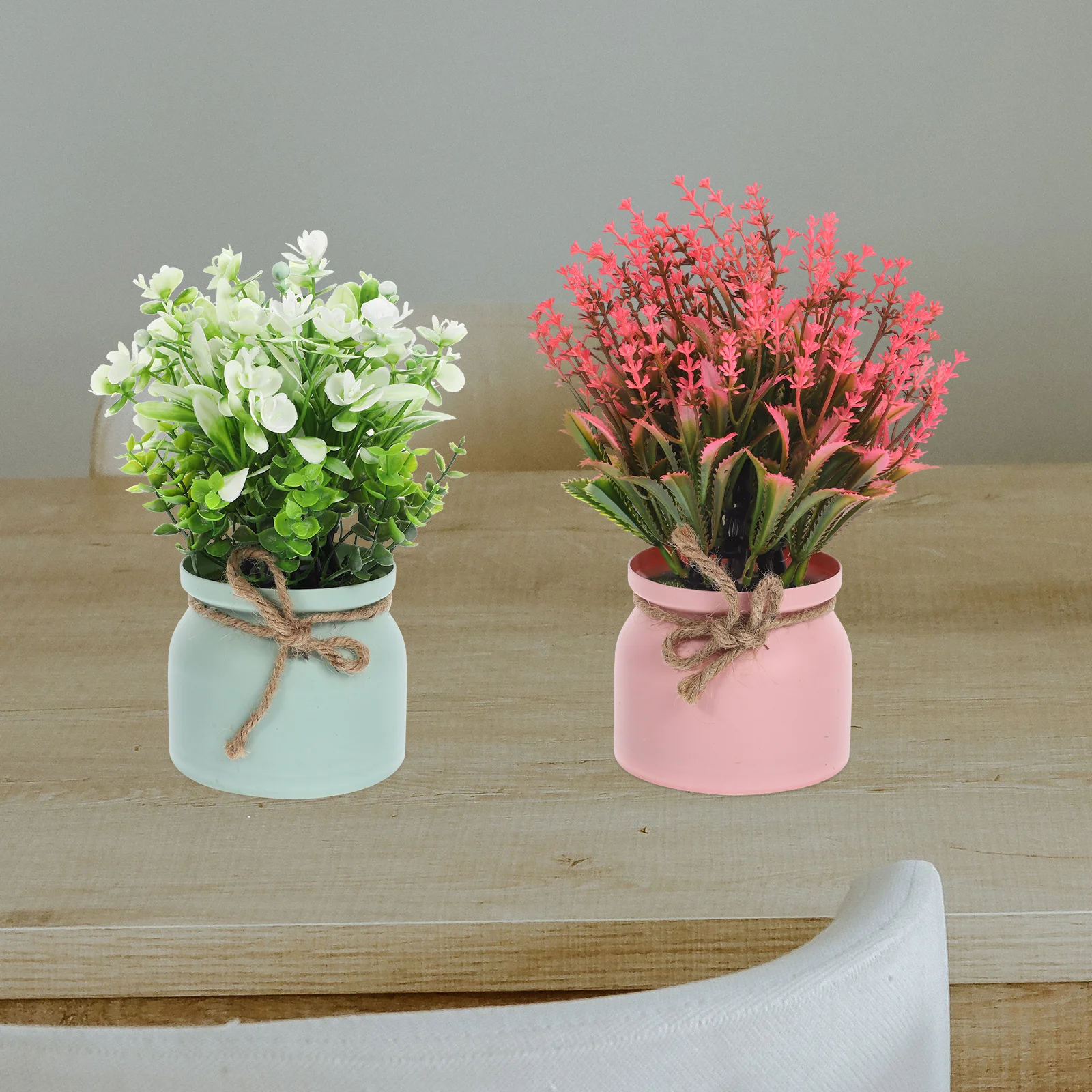 

4pcs Artificial Flowers For Outdoors In Pot Bonsai PlantsFlowerPlastic Potted Small Office Desktop Greenery Ornament