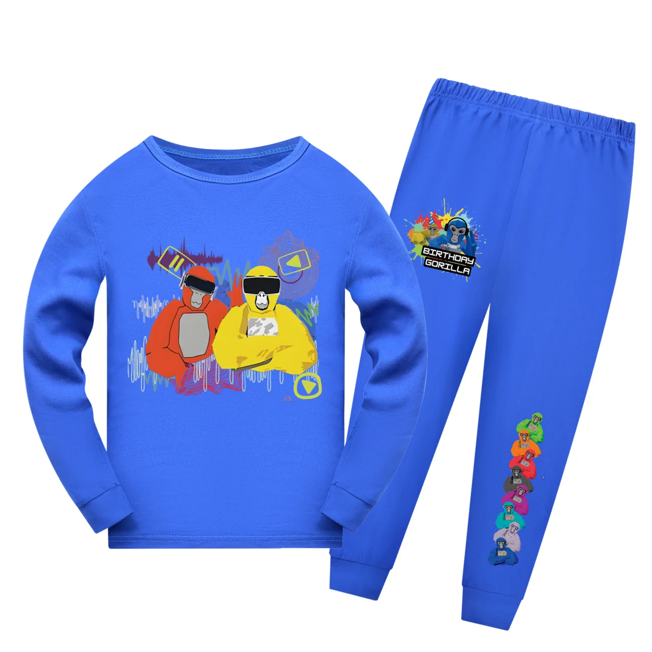 Gorilla Tag Pyjama Kids Cartoon Monkey Pajamas Set Youth Boys Long Sleeved Tops Pants 2pcs Suits Children's Sets Girls Nightwear